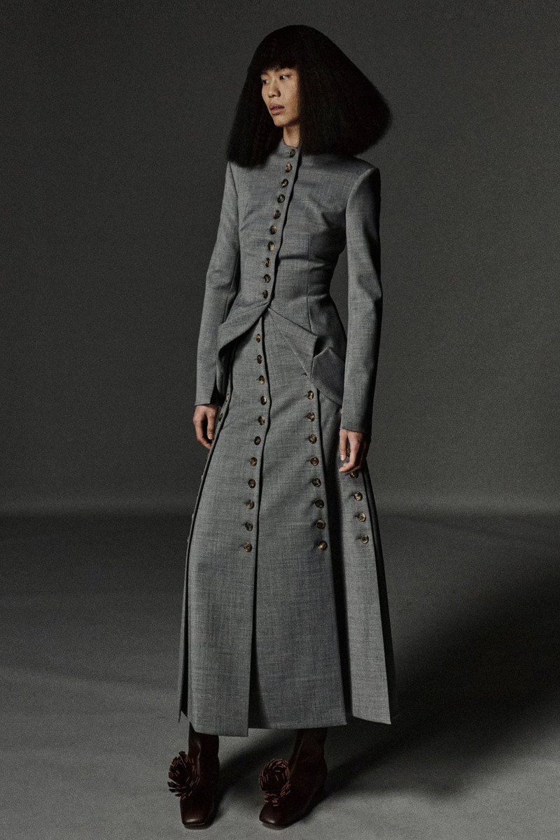 ROUND NECK JACKET WITH COLLAR AT HEM MID GREY 1