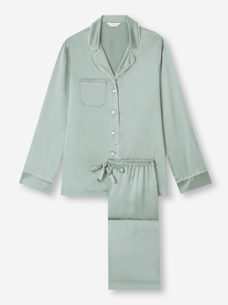 Women's Pajamas Bailey Silk Satin Sage - 1