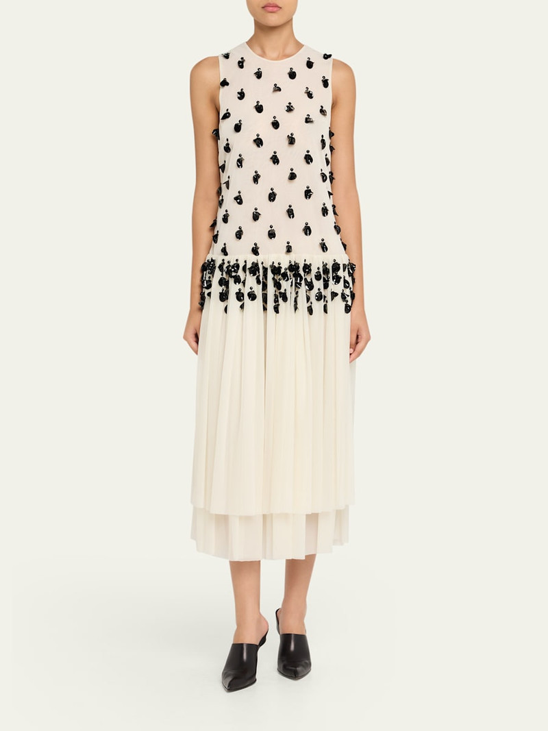 diotima Embellished Sleeveless Tiered Midi Dress outlook