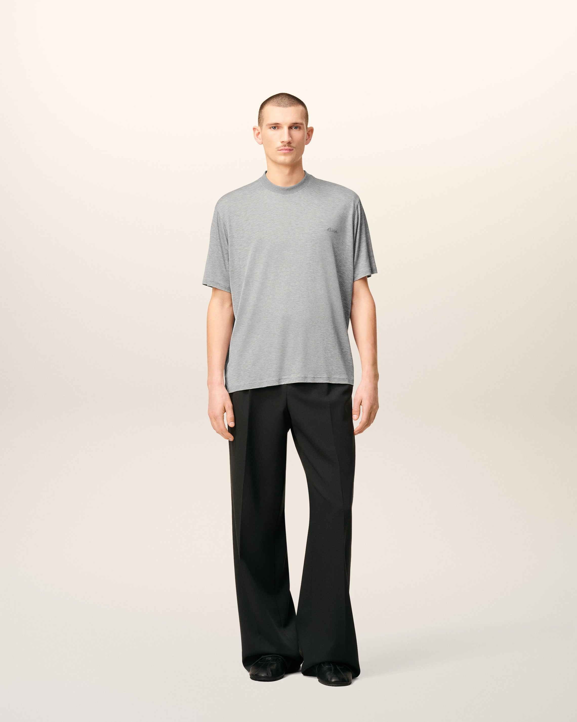 GREY COTTON SHORT SLEEVES T-SHIRT - 2