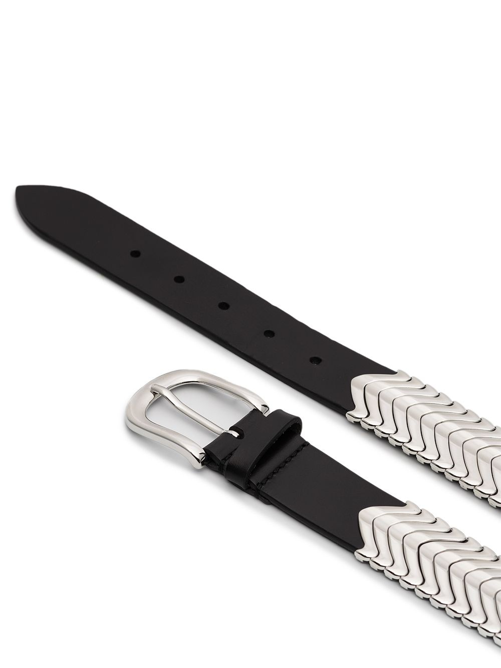 metal detail leather belt - 3
