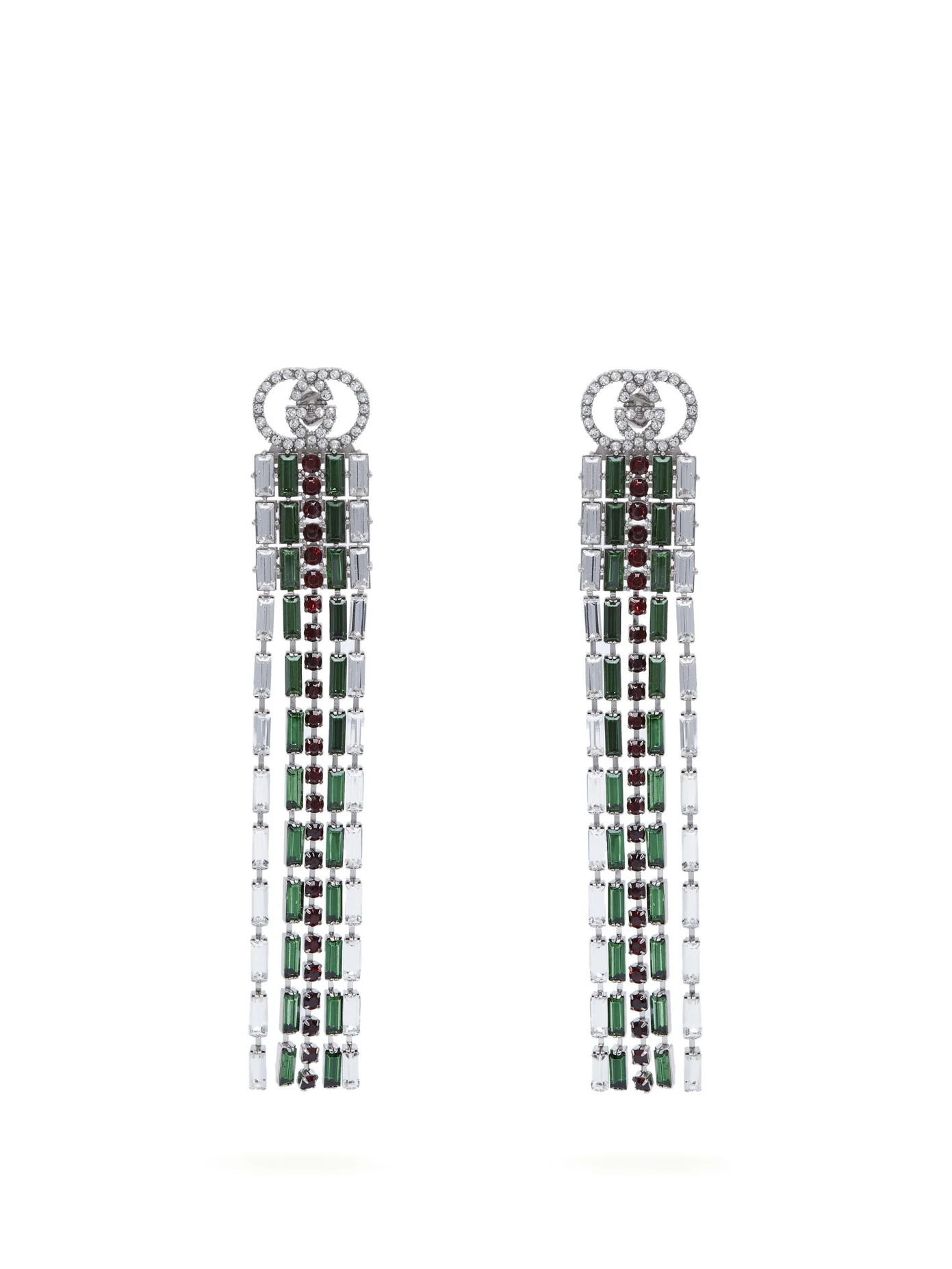 Tennis crystal-embellished brass drop earrings - 1