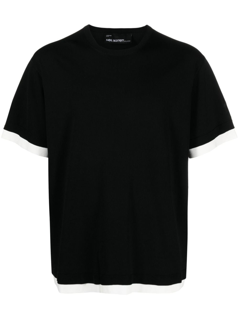 contrasting-trim ribbed-knit T-shirt - 1