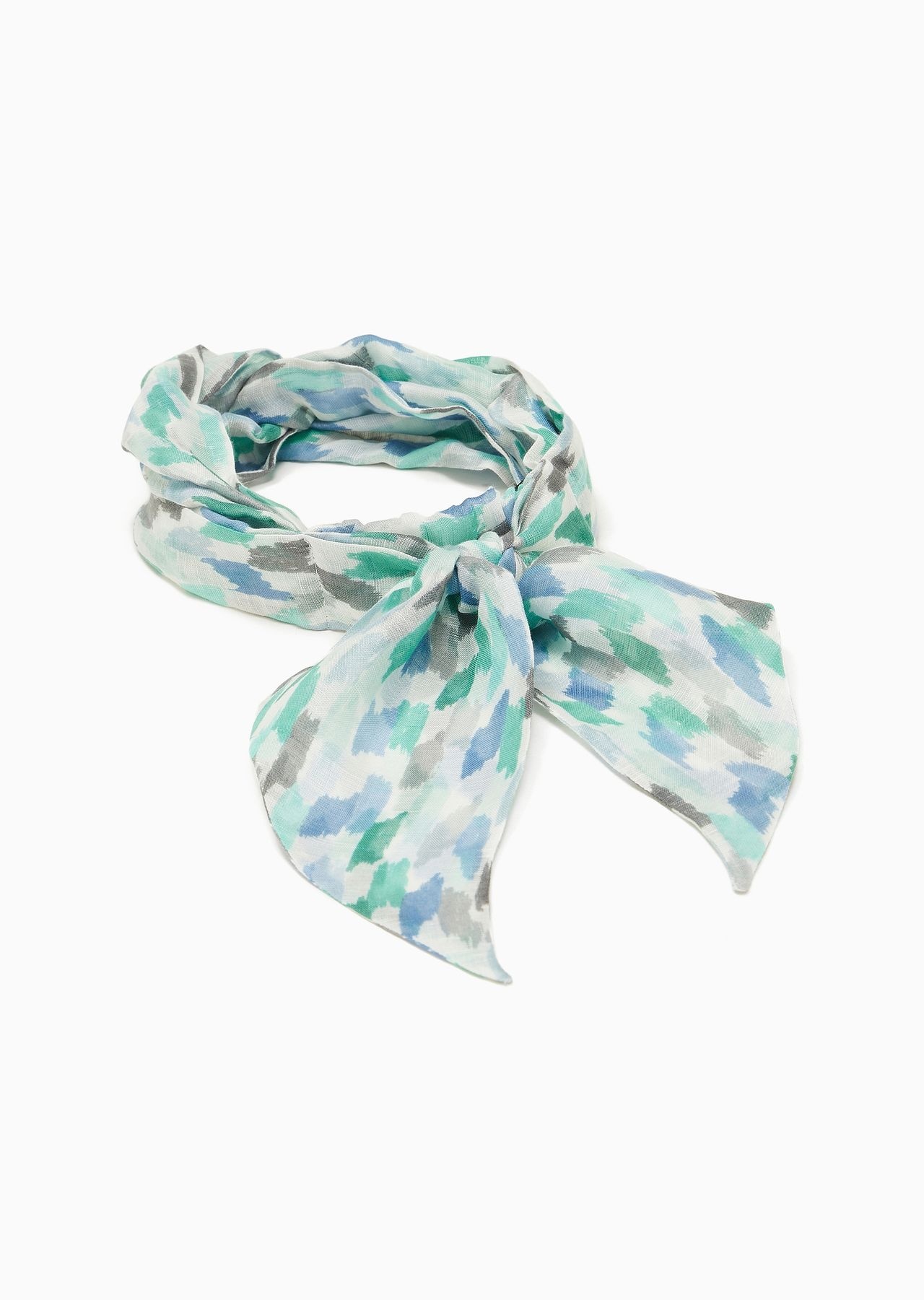 Printed modal, linen and silk hair band - 2