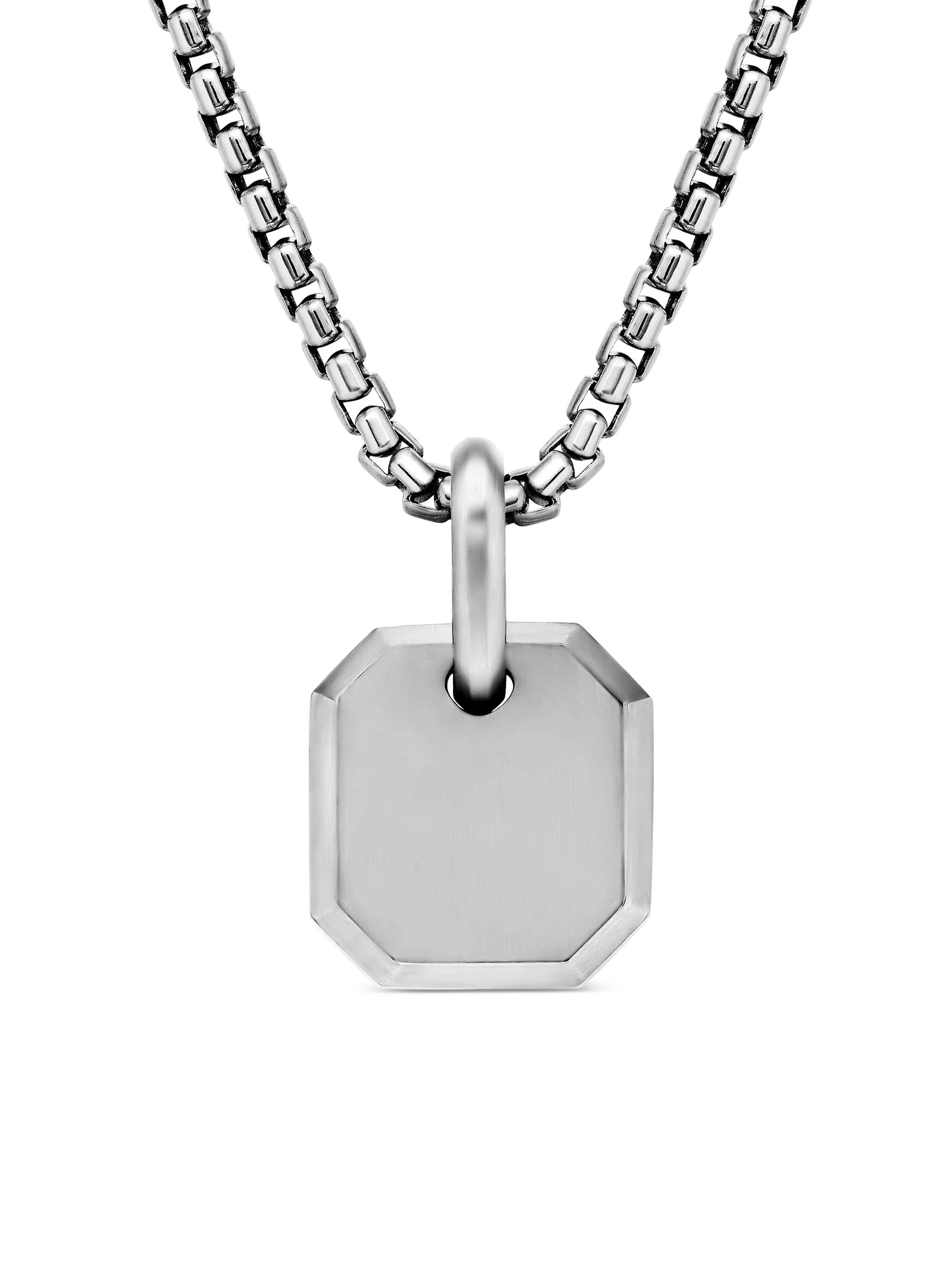 Men's Octagonal Amulet in Sterling Silver, 15MM - Silver - 1