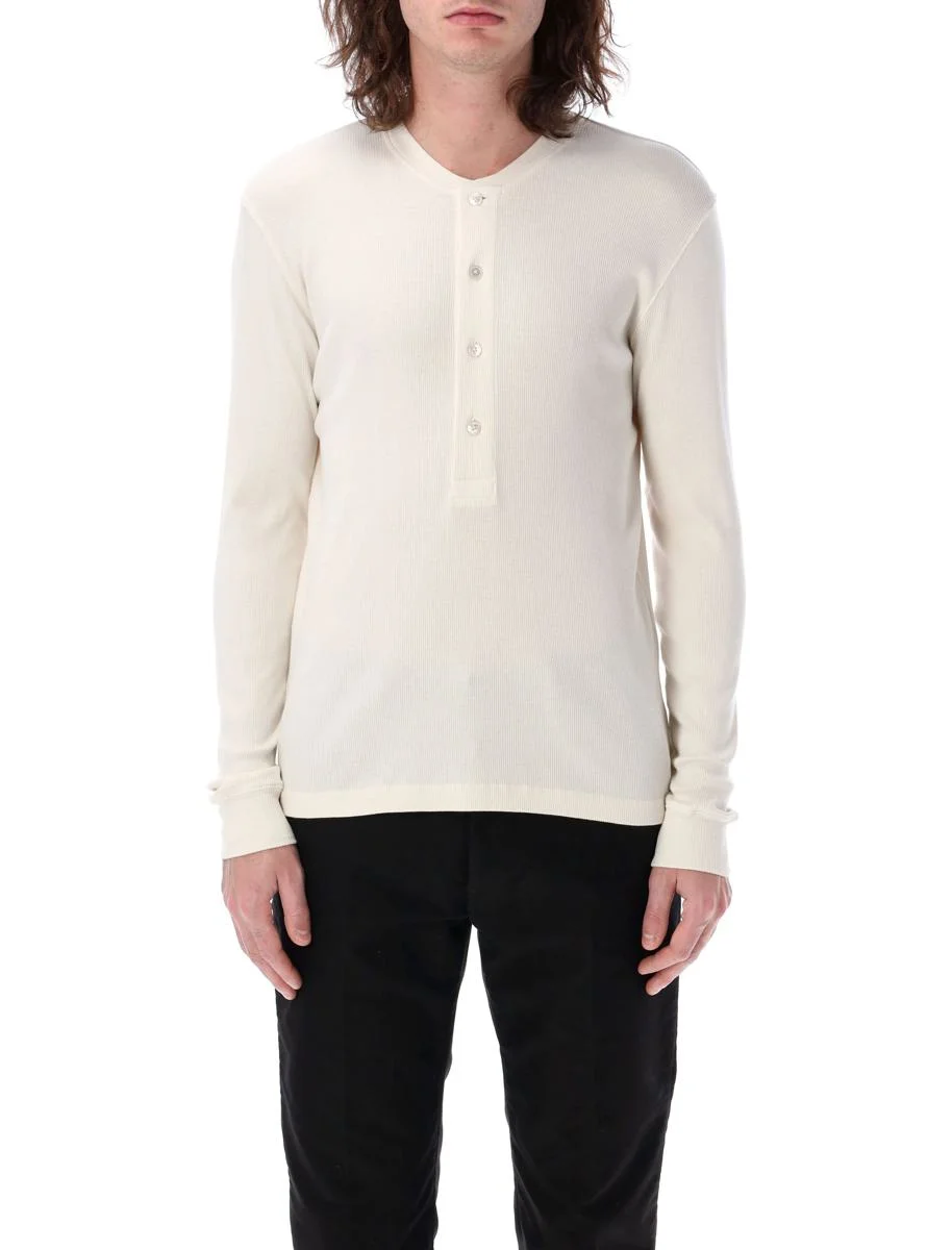 Tom Ford Cotton And Modal Rib Henley - 1