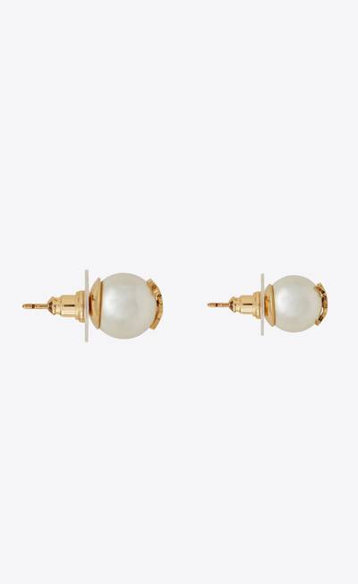 SAINT LAURENT ysl pearl earrings in metal outlook