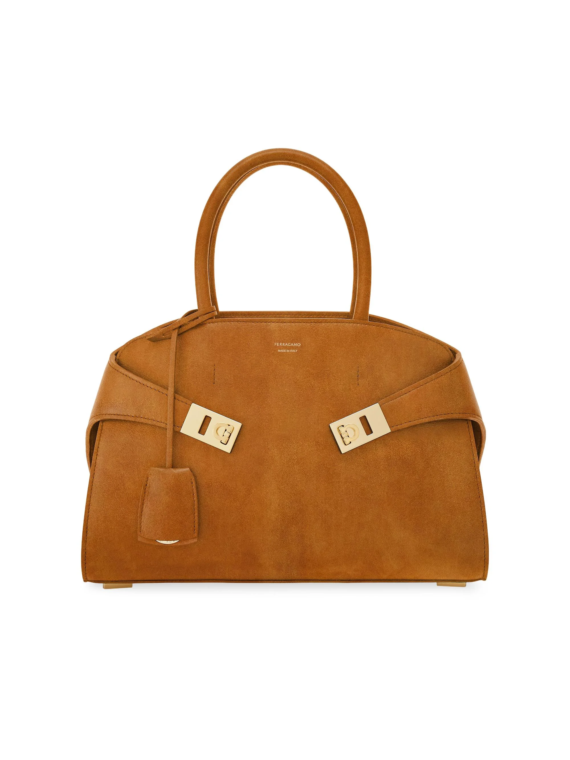 Women's Hug Suede Gancini Buckle Bag - Naturale - 1