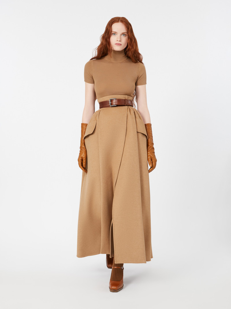 Max Mara EUFEMIA Camel drap skirt outlook