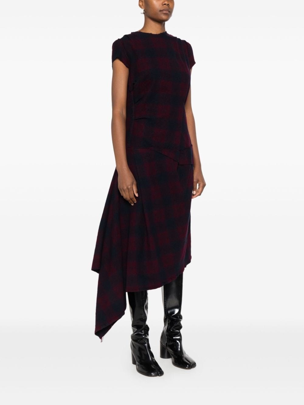 checked midi dress - 3