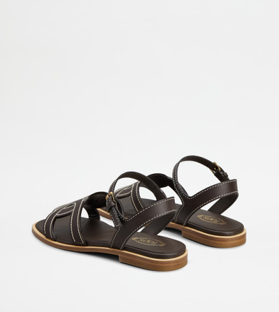Tod's KATE SANDALS IN LEATHER - BROWN outlook