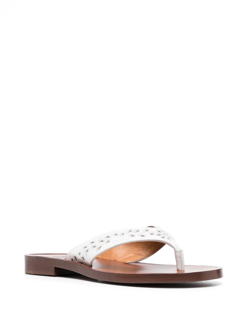 floral-embroidery flat flip flops - 2