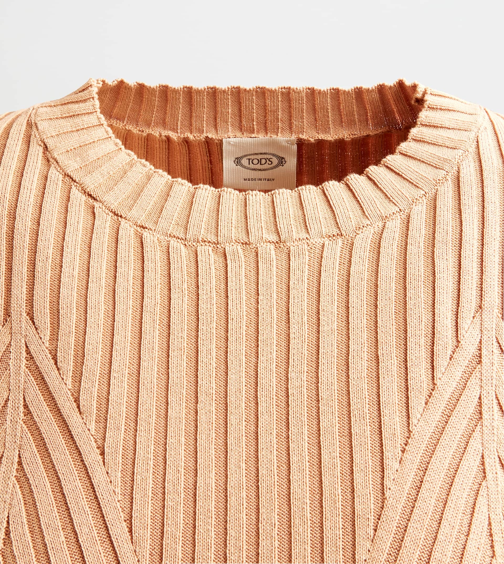 SHORT-SLEEVED SWEATER IN COTTON - BROWN - 3