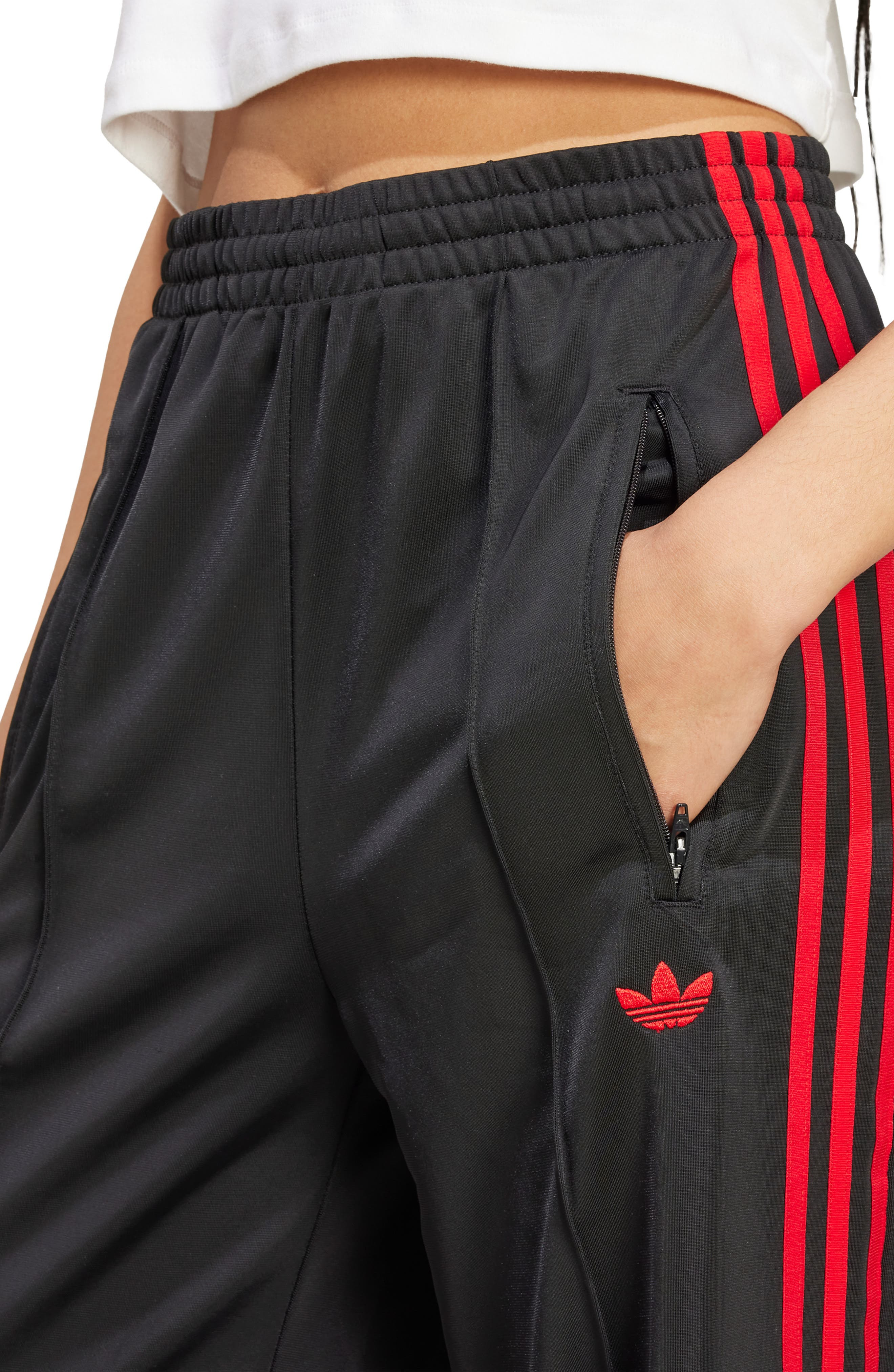 adidas Firebird Recycled Polyester Track Pants in Black/Better Scarlet at Nordstrom - 3