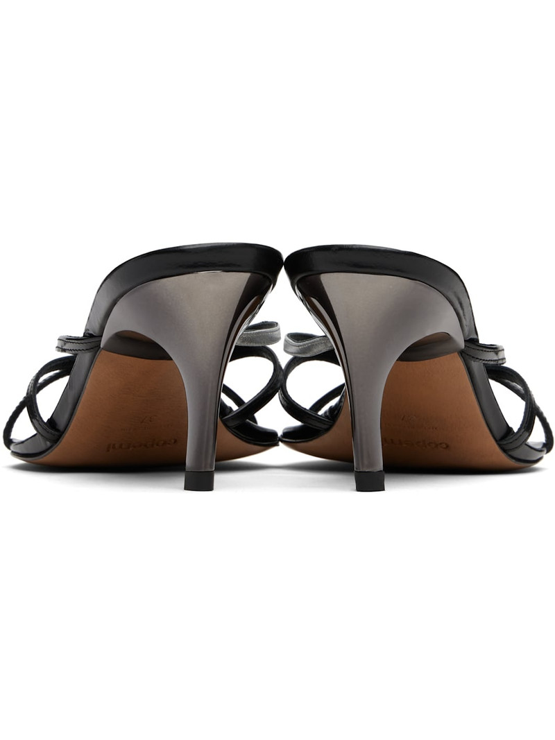 Black & Silver Low Strap Heeled Sandals 2