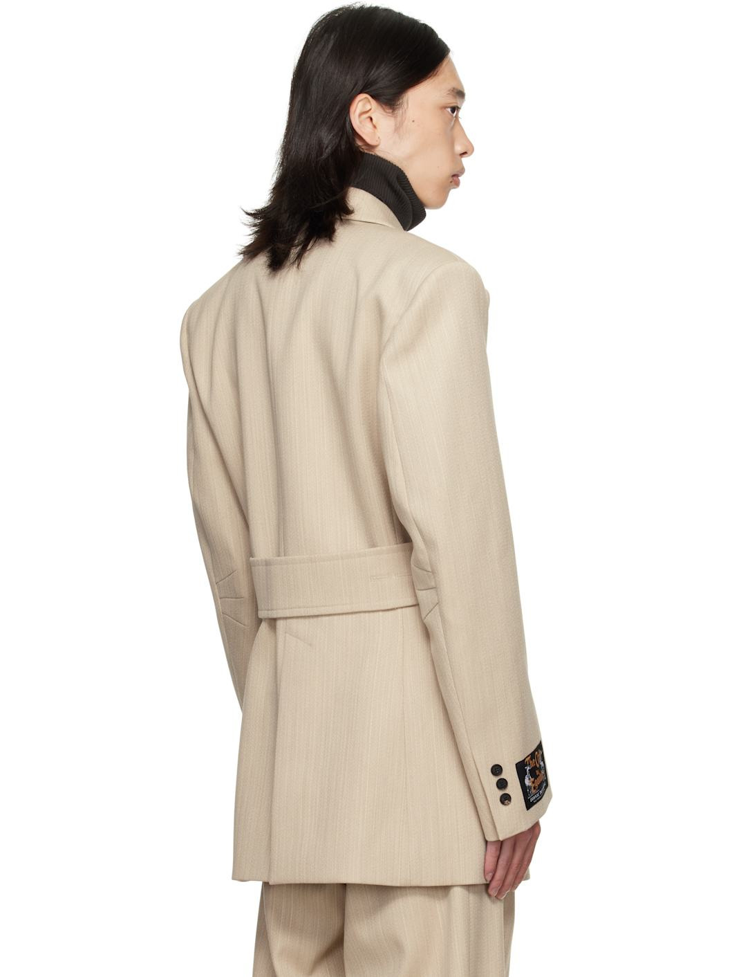 Beige Oversized Blazer - 3