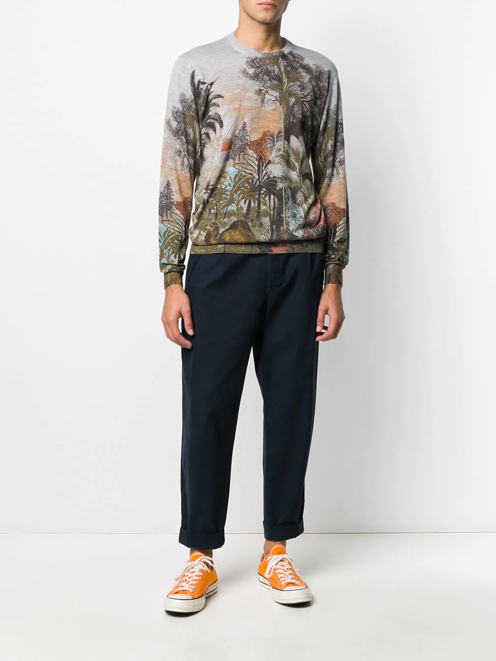 foliage-print jumper - 2