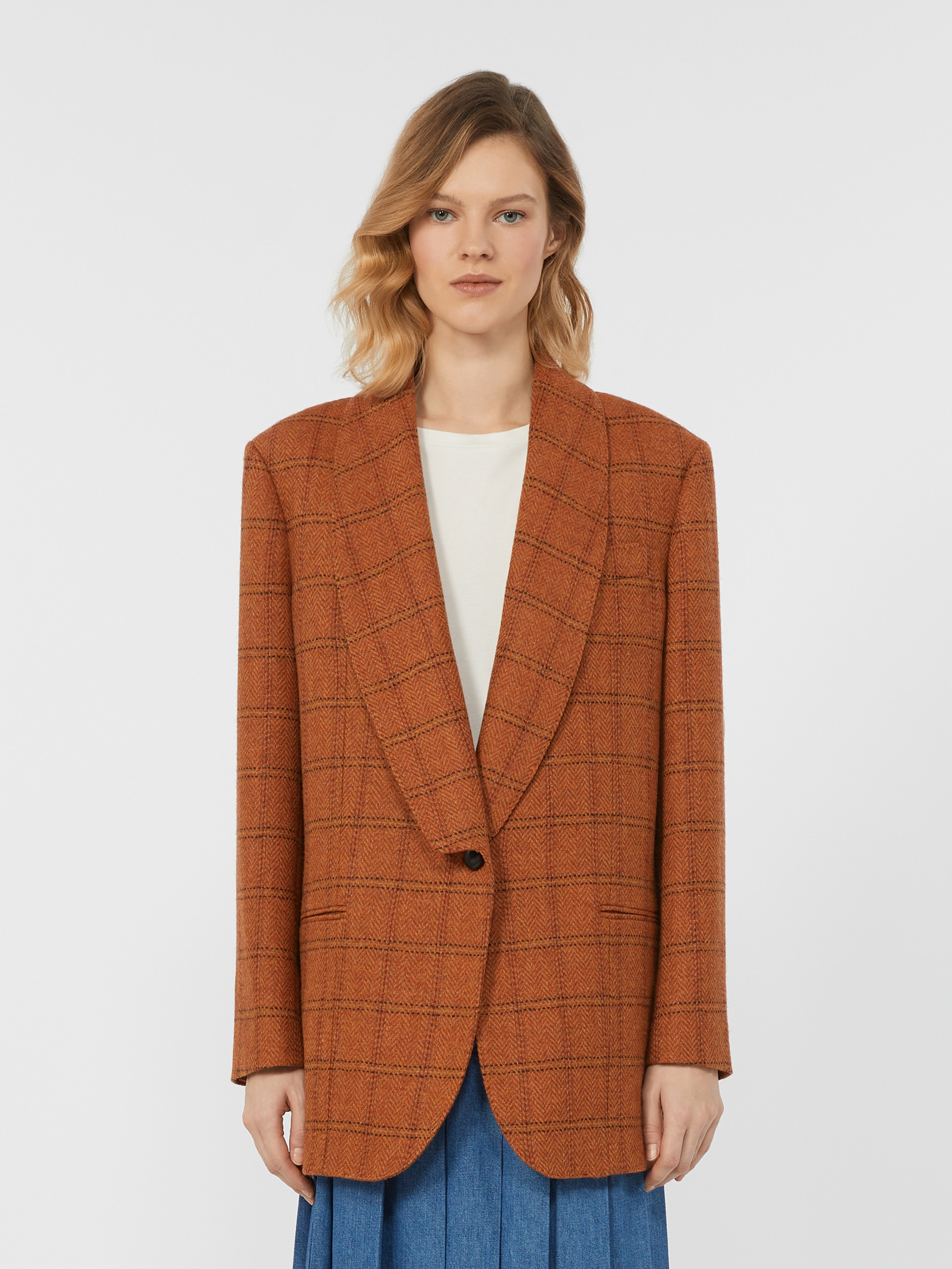 MINTEA Patterned wool blend blazer - 3