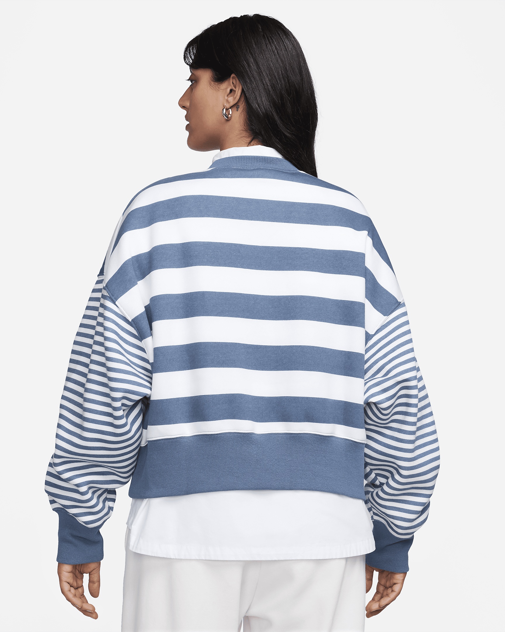 Women's Nike Sportswear Phoenix Fleece Over-Oversized Striped Crew-Neck Sweatshirt - 2