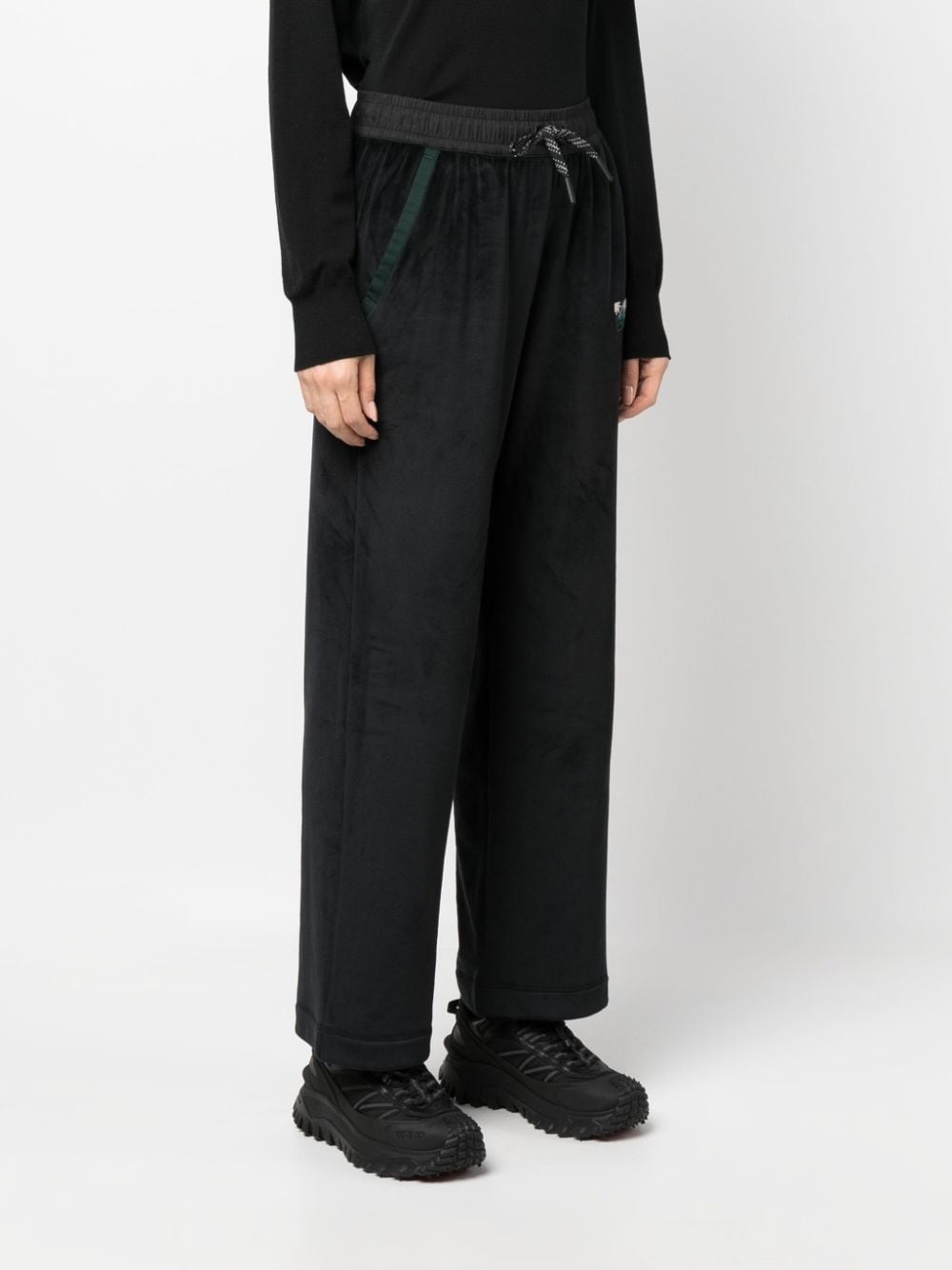 logo-patch velvet-finish track pants - 3