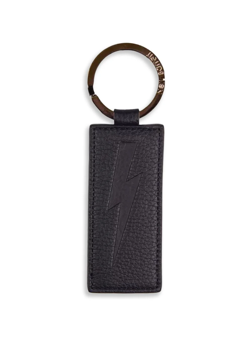 lightning bolt-embossed leather keychain - 1