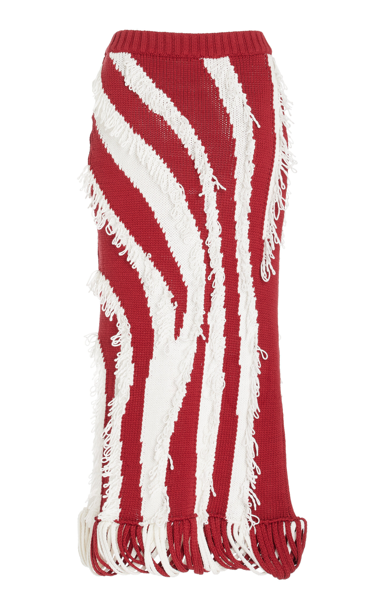 Roaring Intarsia Cotton Skirt red - 5
