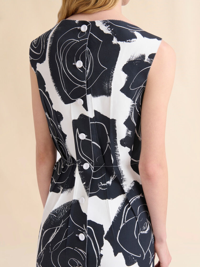 WHITE POPLIN BOAT-NECK DRESS WITH CYBELE PRINT - 5