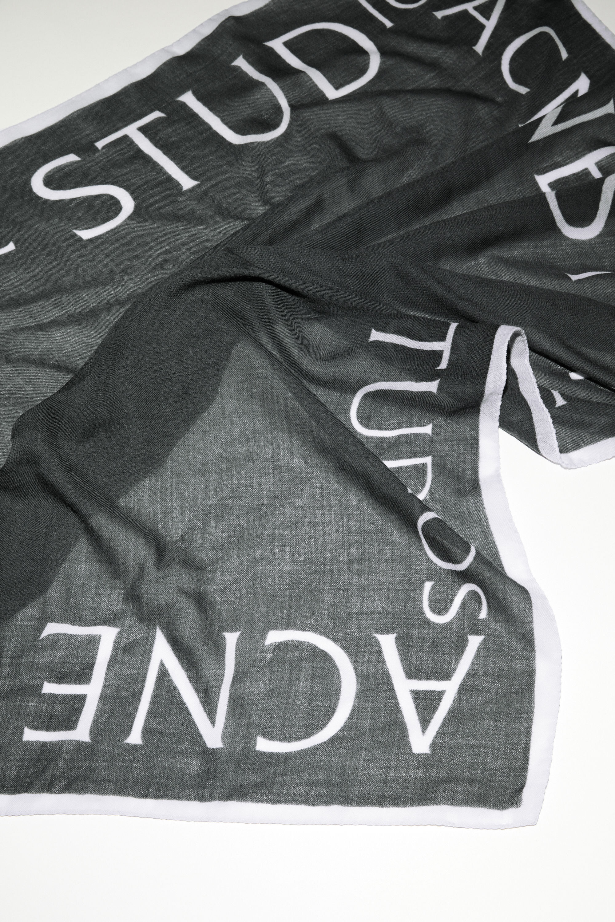 Logo wool square scarf - Carbon grey - 3