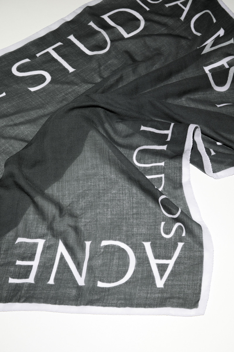 Logo wool square scarf - Carbon grey 3