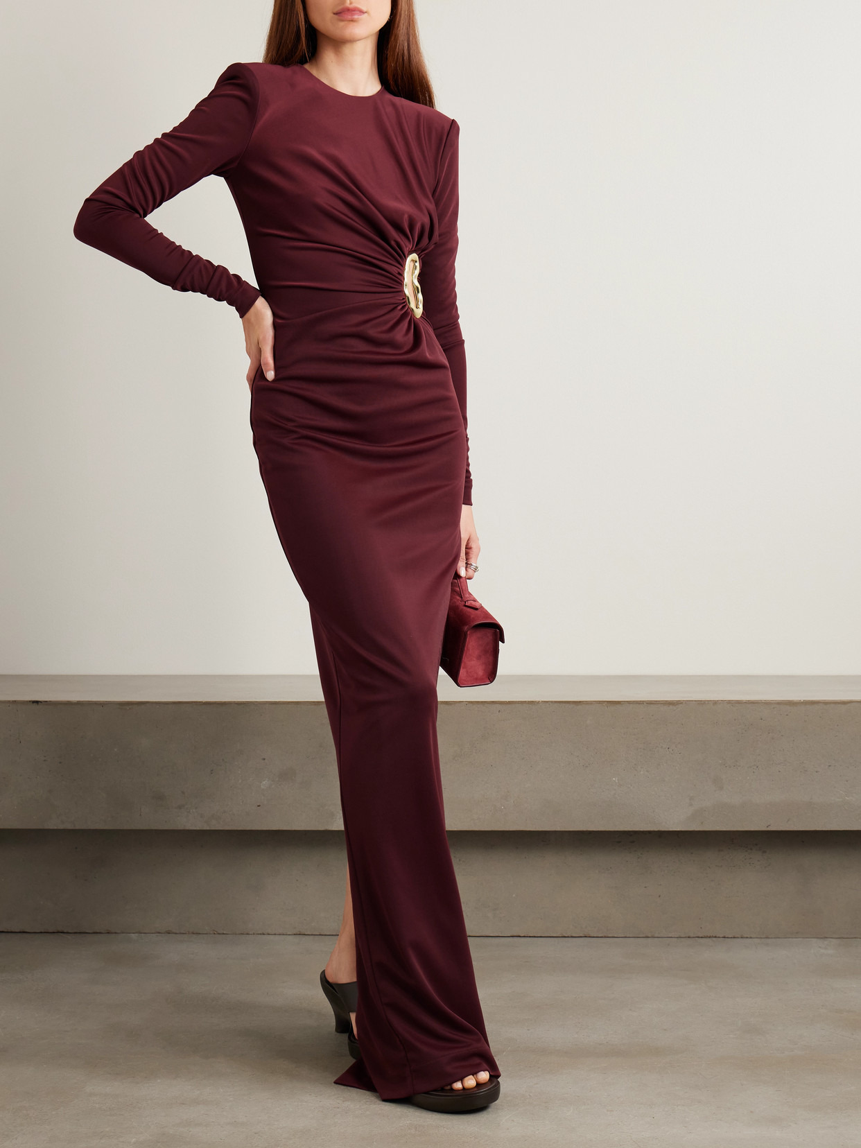 Mischa Embellished Gathered Stretch-jersey Gown - 2