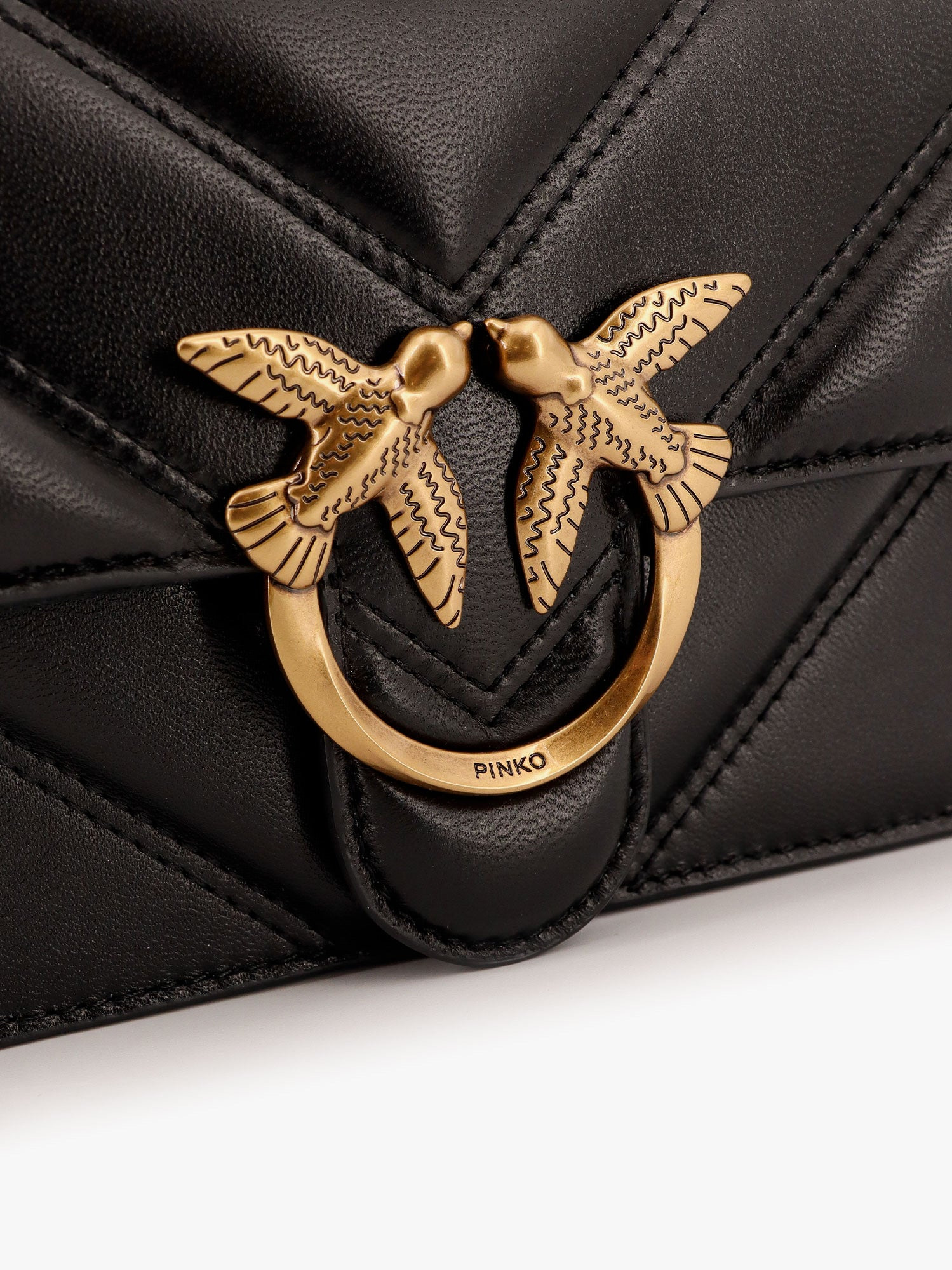 Pinko Matelassã© Leather Shoulder Bag With Love Birds Buckle - 5