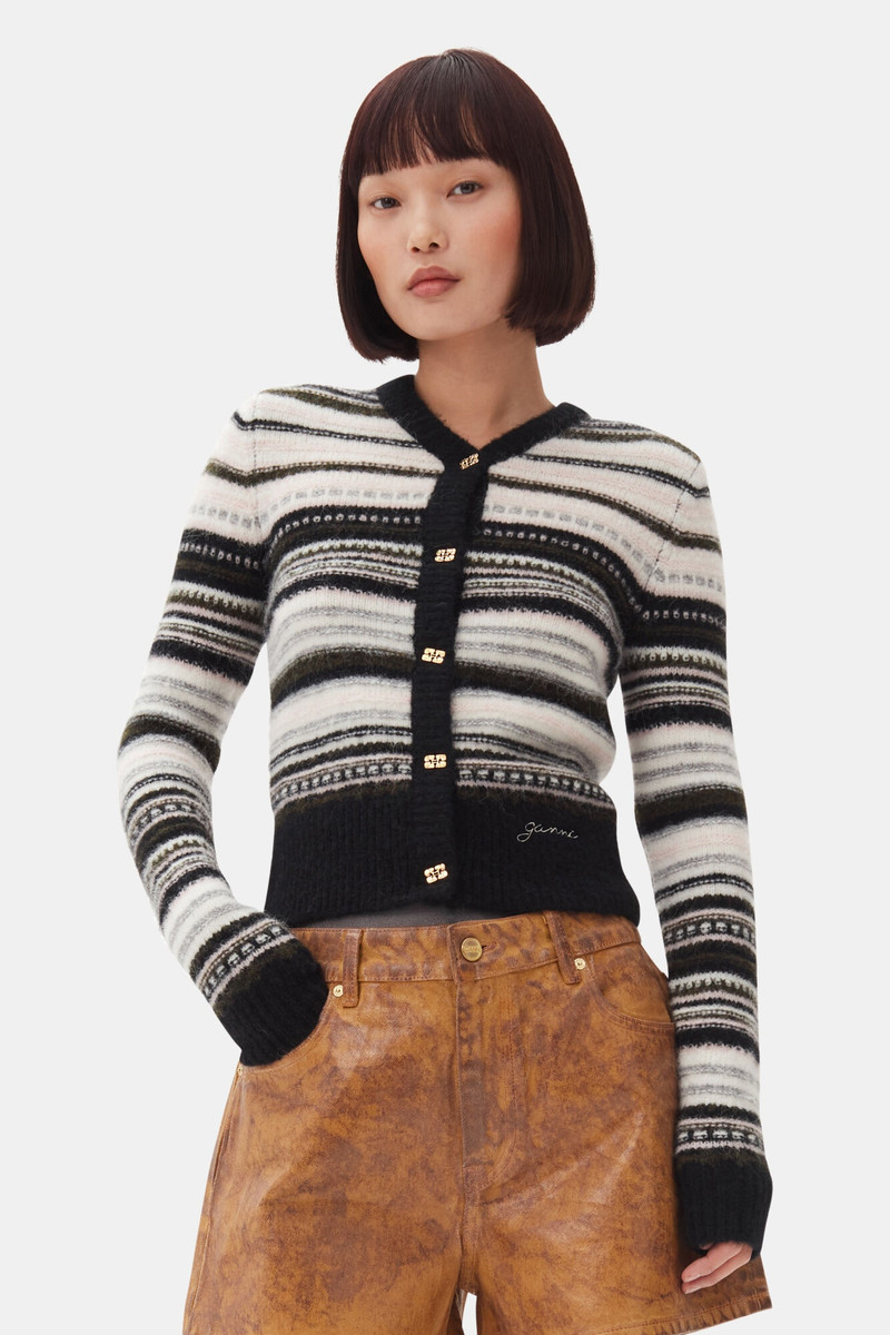 GANNI BLACK STRIPE CARDIGAN outlook