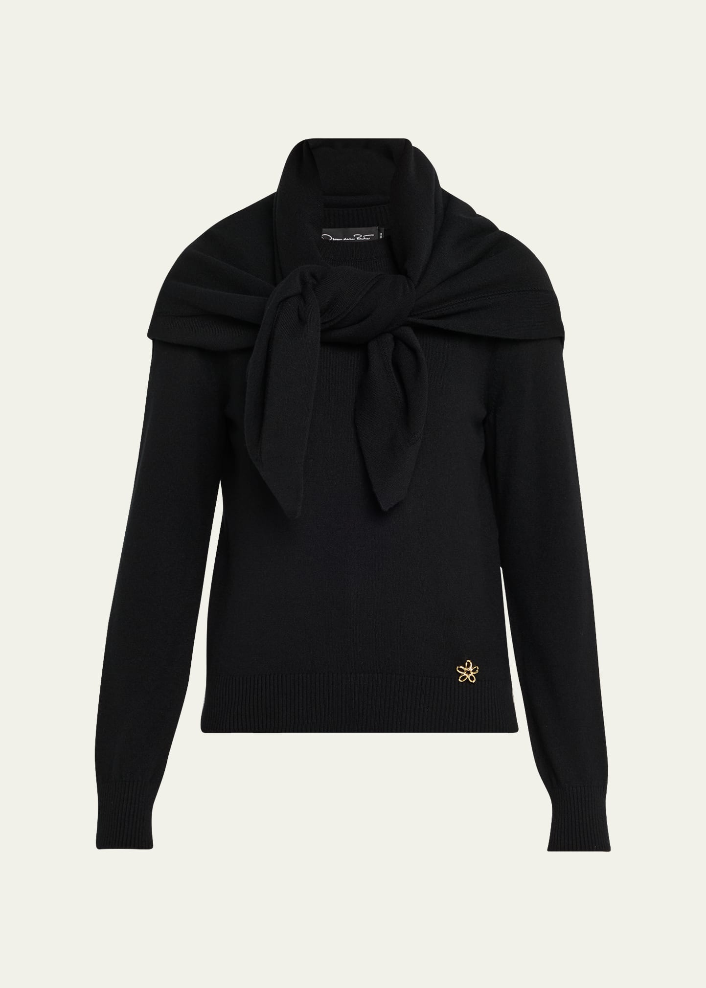 Crewneck Sweater With Removable Scarf - 1