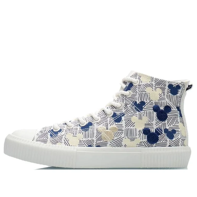 (WMNS) Li-Ning x Disney Canvas Hi Shoes 'White Blue Yellow' AGCR284-3 - 1