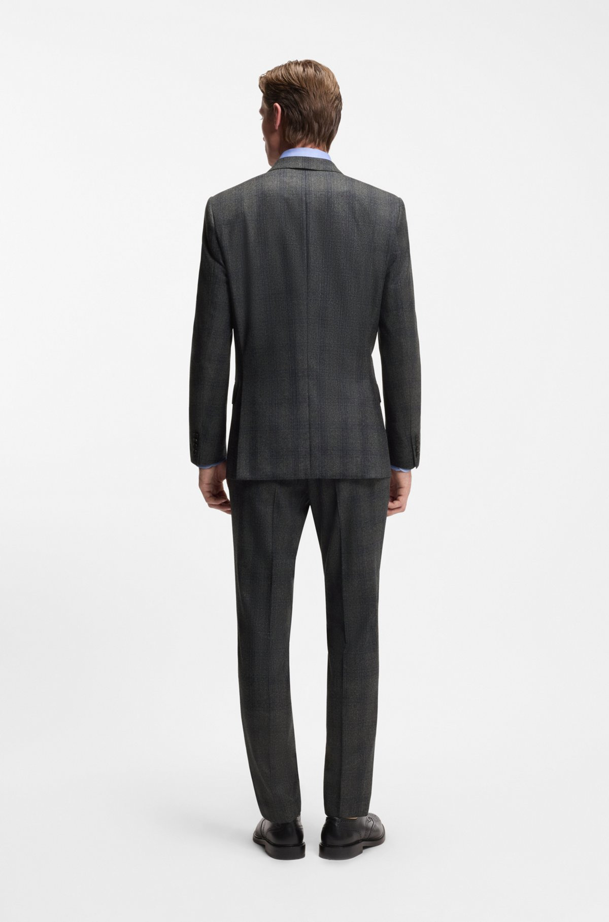 BECKHAM X BOSS SLIM-FIT TROUSERS IN CHECKED VIRGIN WOOL - 4