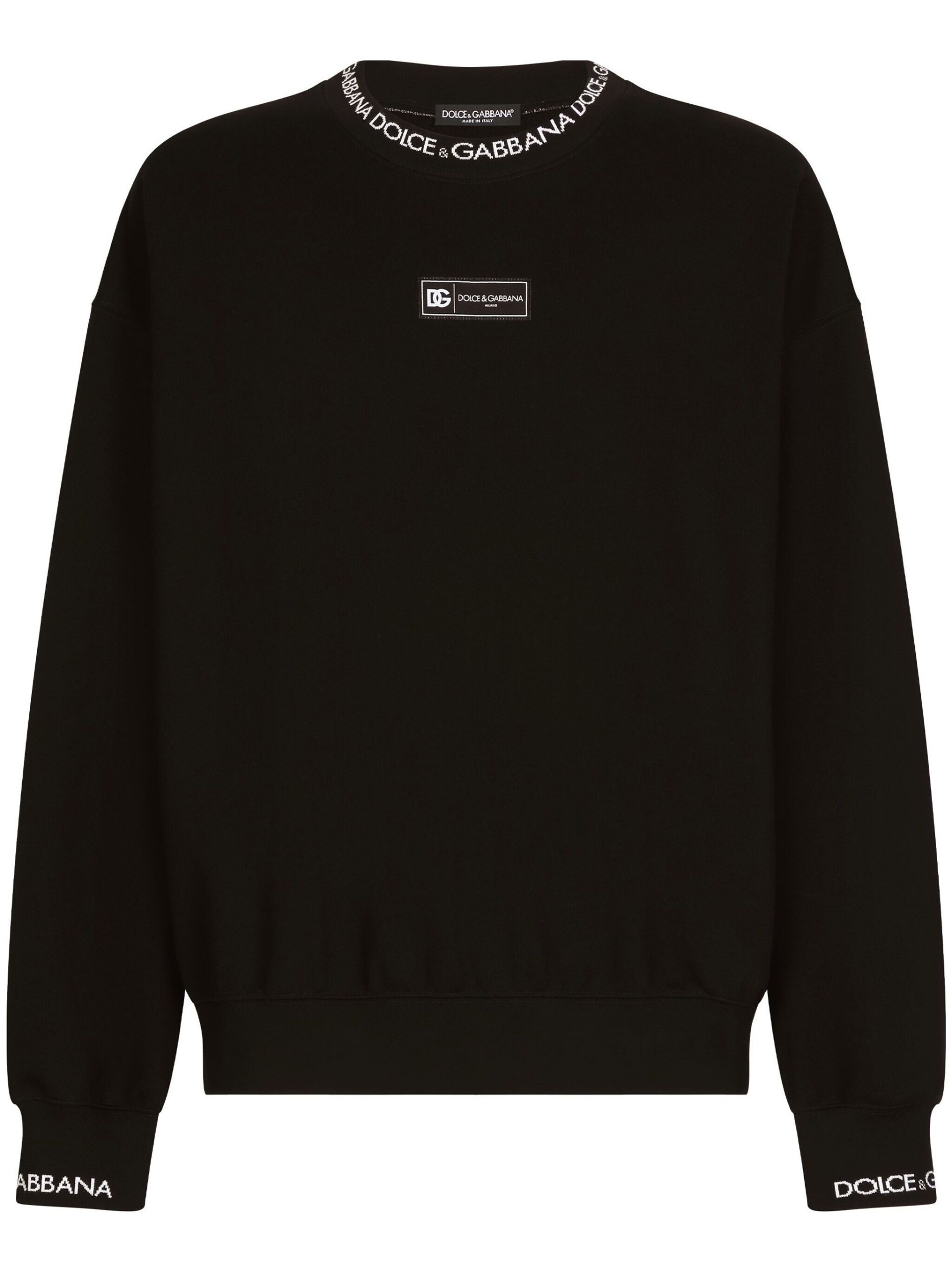 Black logo-jacquard trims sweatshirt - 1