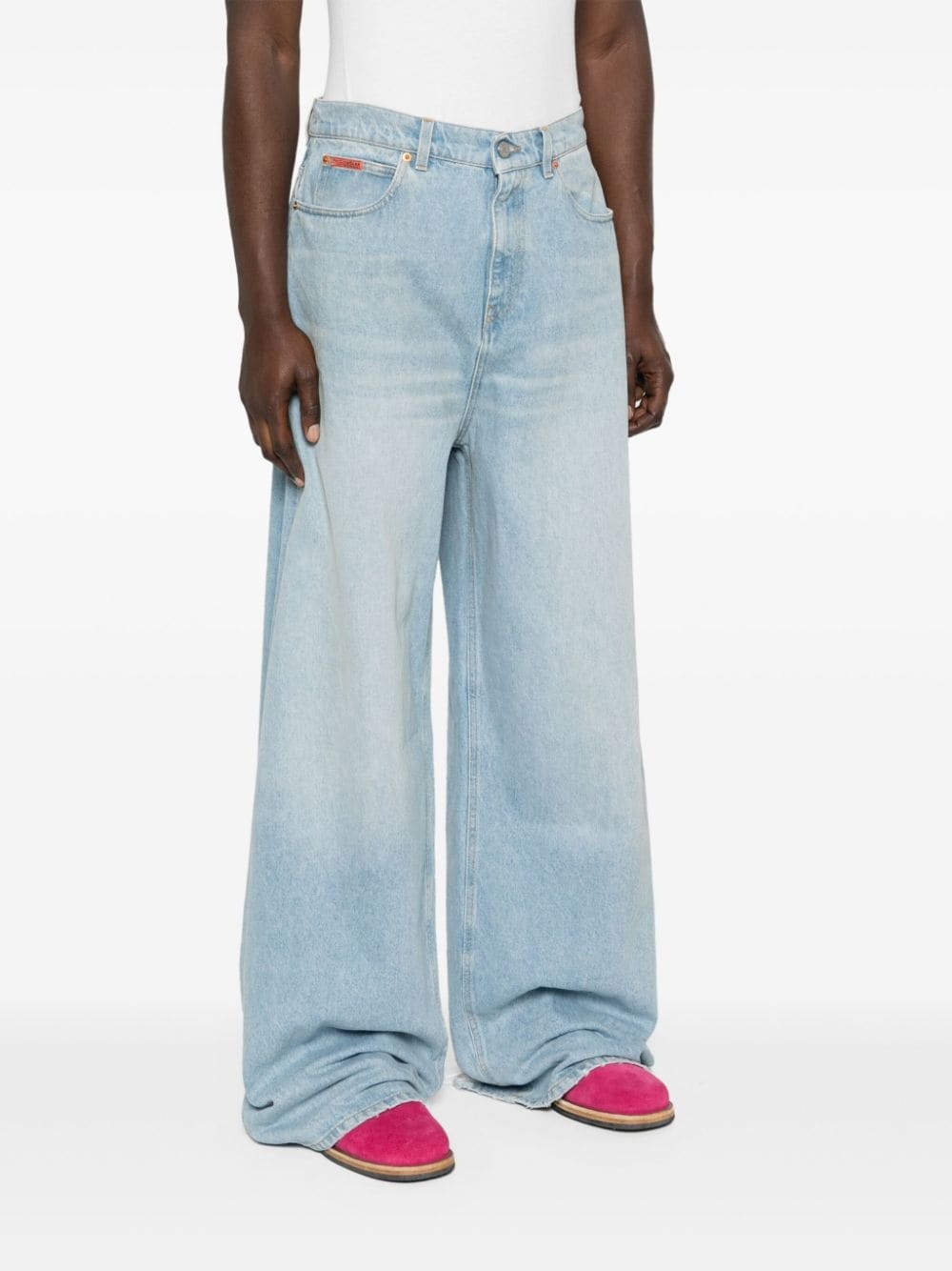 distressed straight jeans - 3
