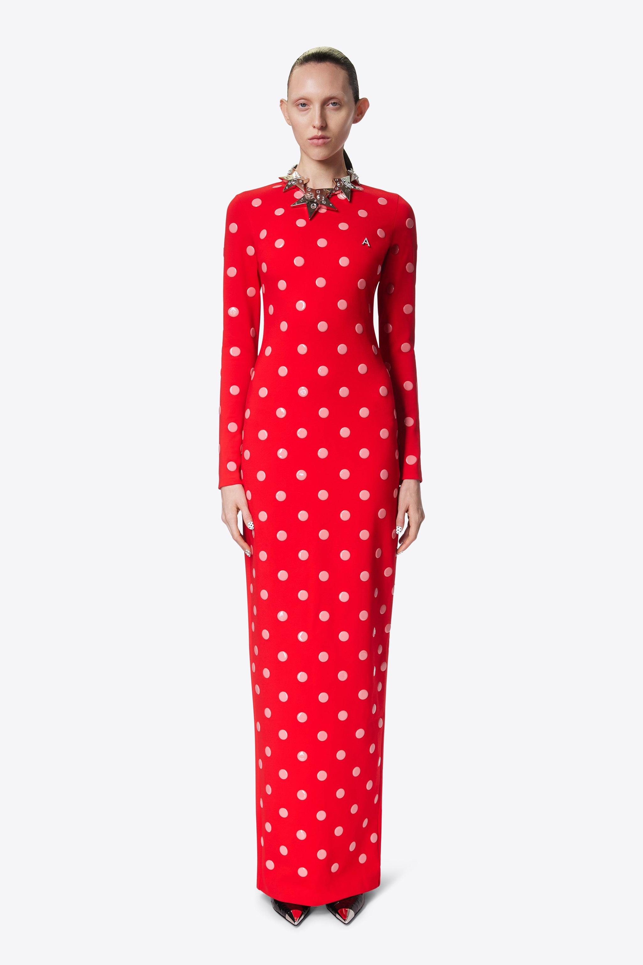 POLKA DOT LONG SLEEVE GOWN - 4