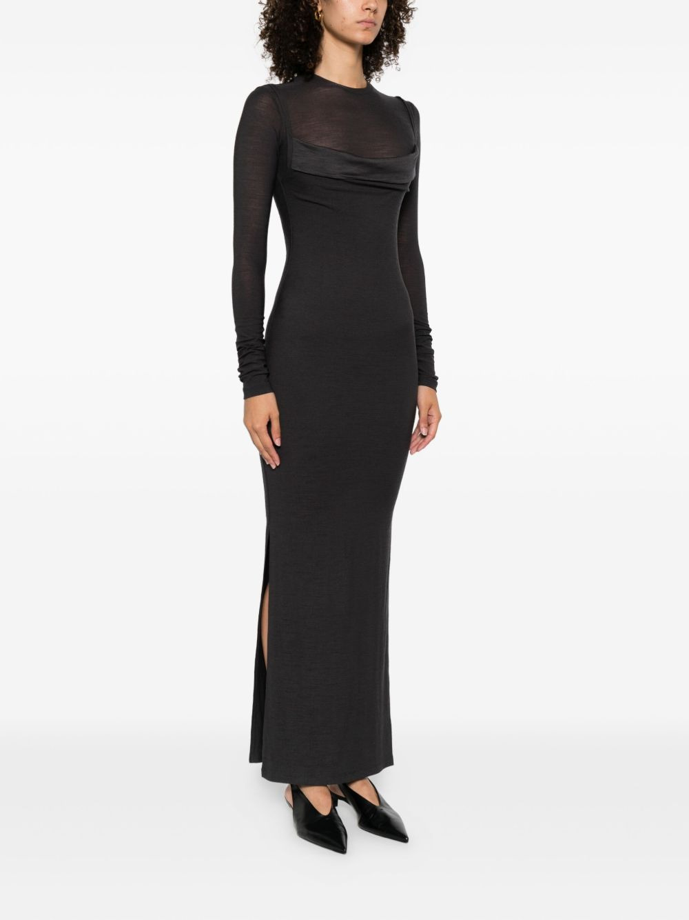 cowl-neck side-split maxi dress - 3