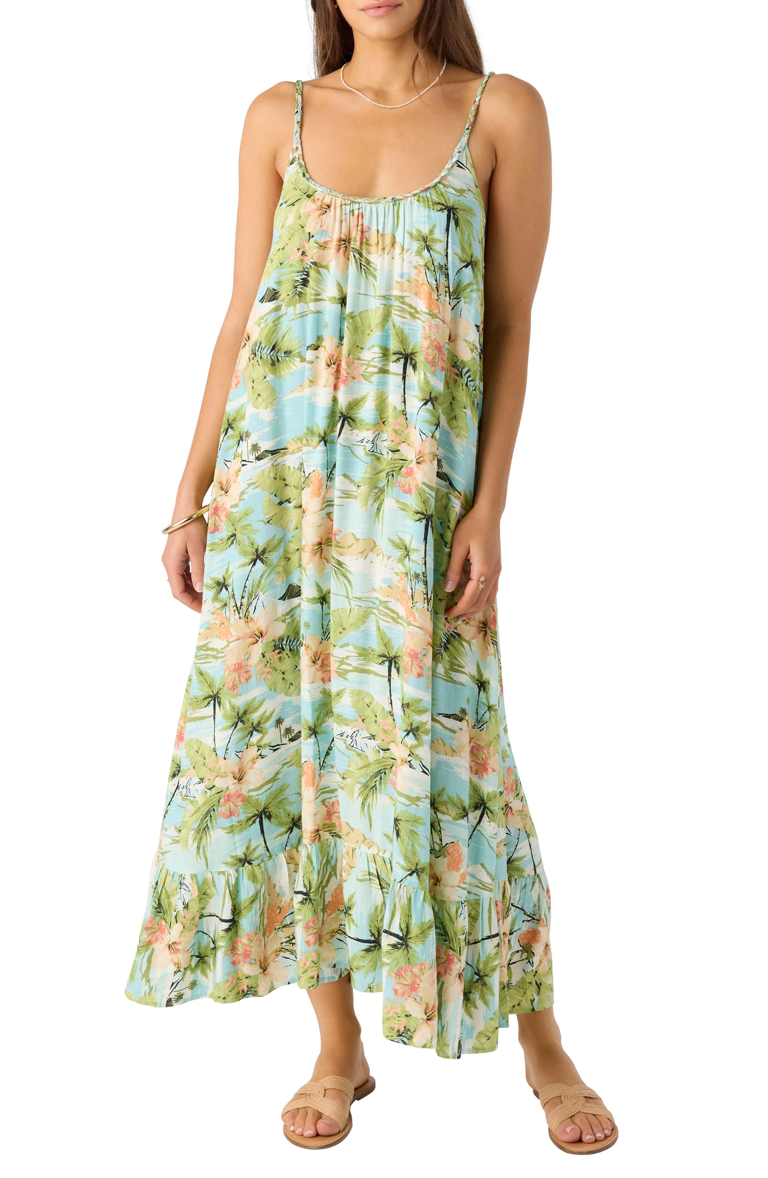 O'Neill Gabriela Beach Print Maxi Sundress in Nile Blue at Nordstrom - 1