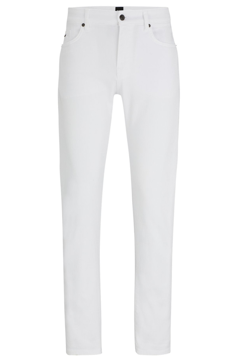 SLIM-FIT JEANS IN WHITE CASHMERE-TOUCH DENIM - 1