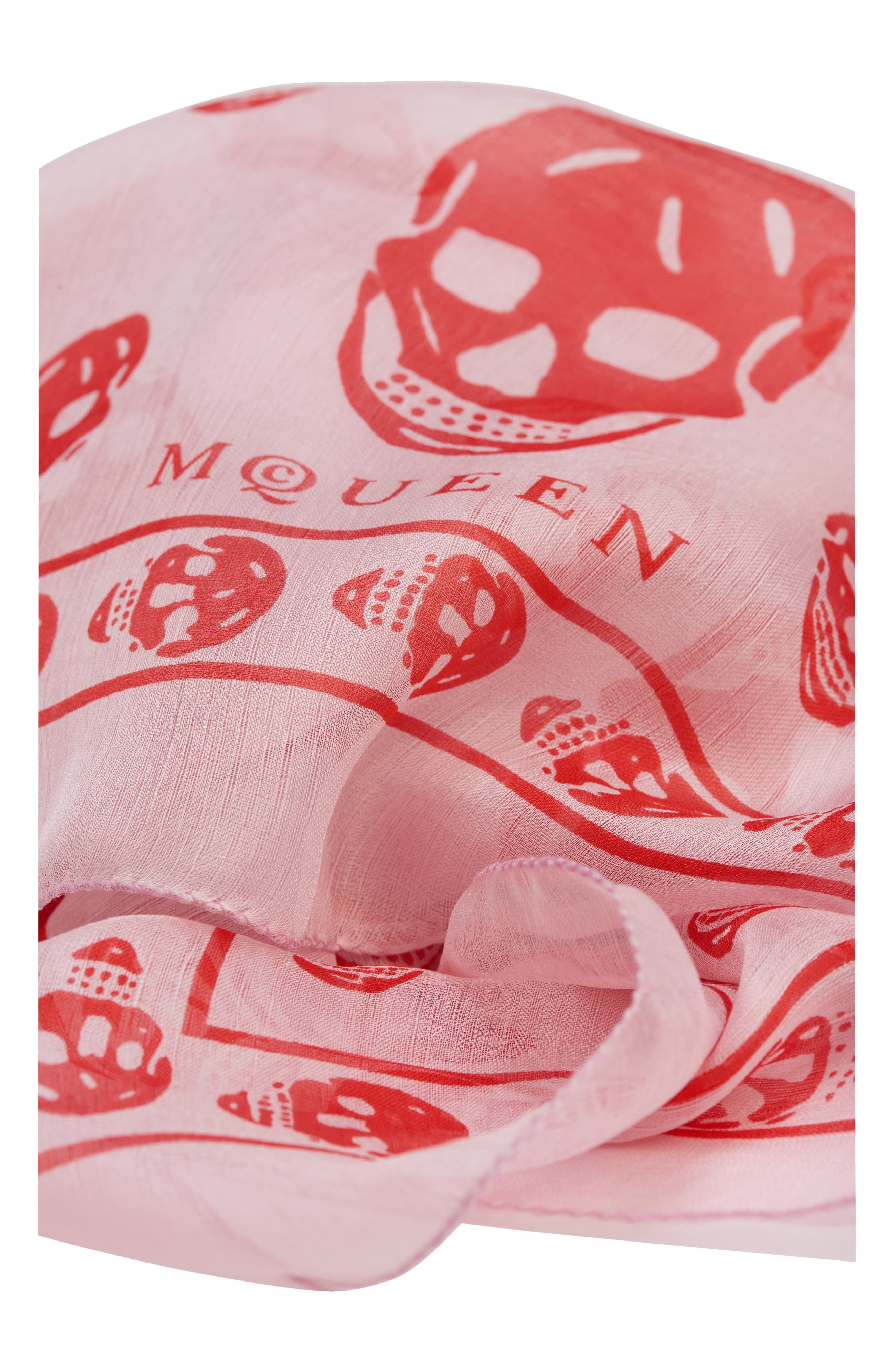 McQueen Skull Print Silk Scarf in Rose/Red at Nordstrom - 3