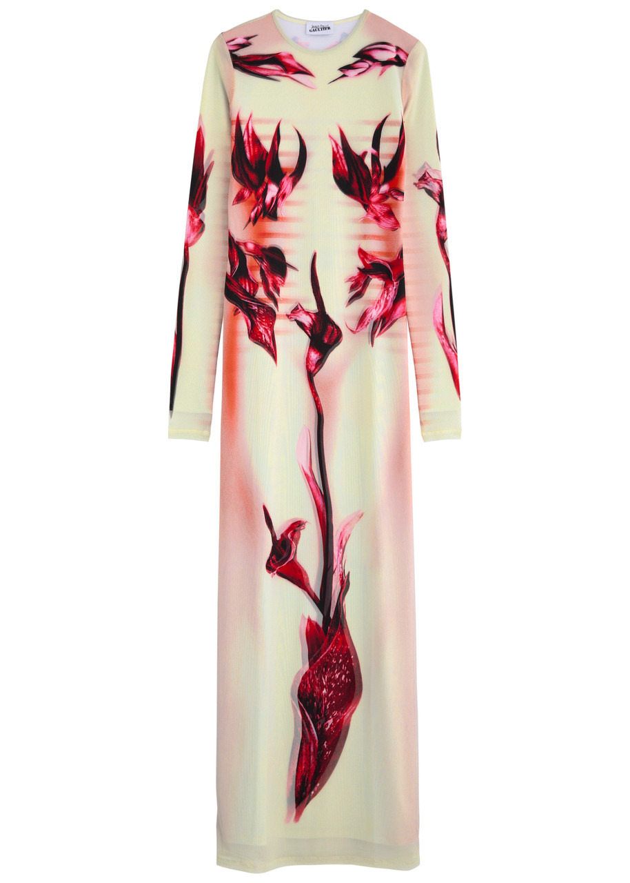 Jean Paul Gaultier Printed Stretch-tulle Maxi Dress - 1