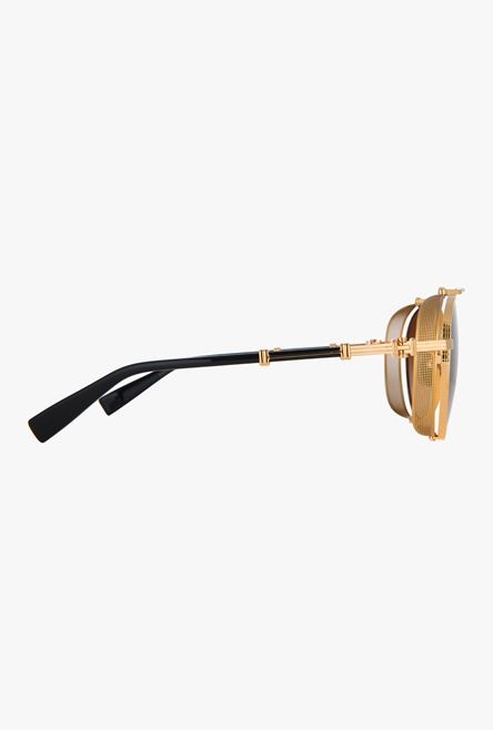 Brown and gold-tone titanium Brigade-II sunglasses - 3