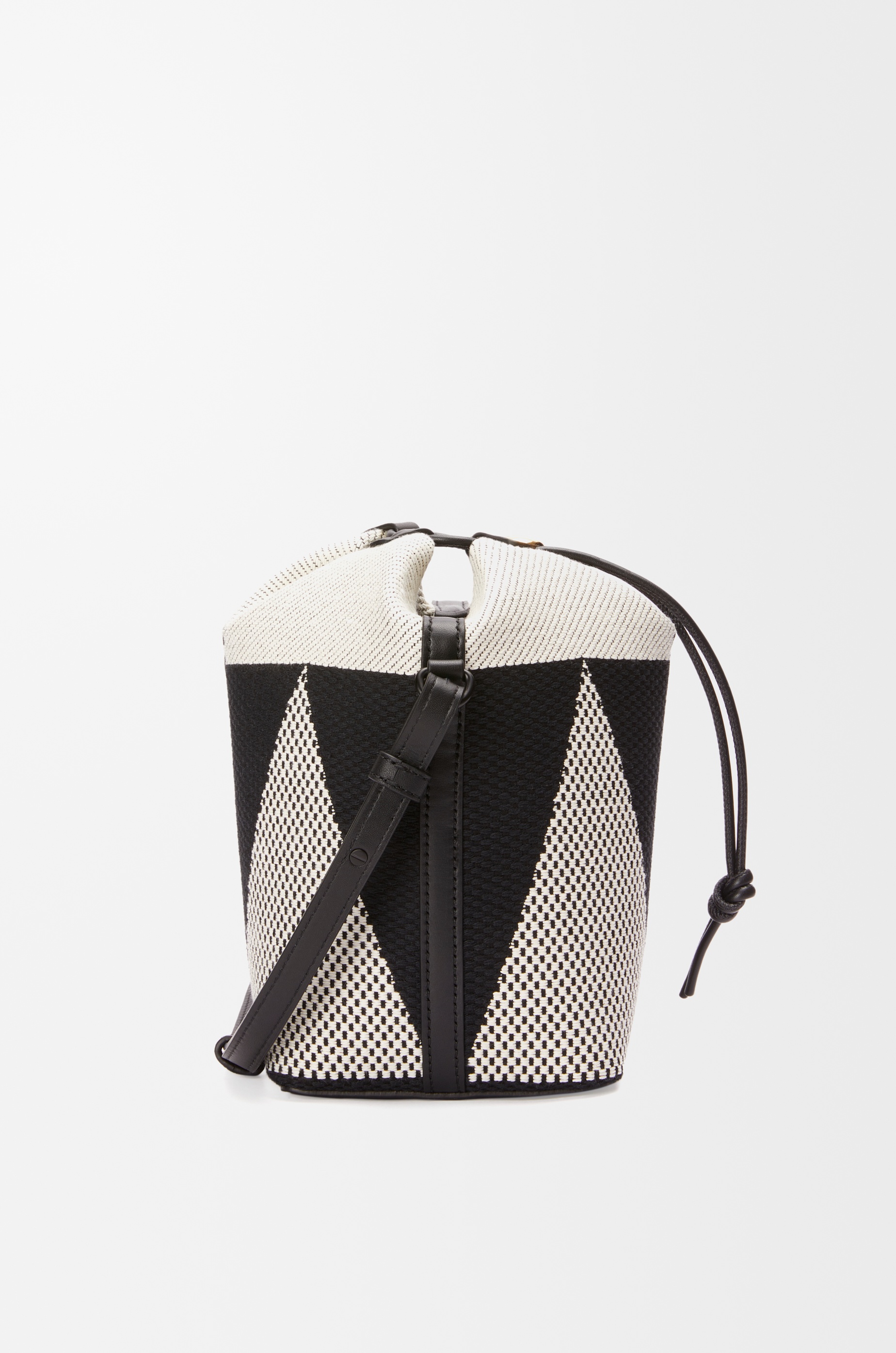Small Treasure Bako bucket in canvas jacquard and calfskin - 3
