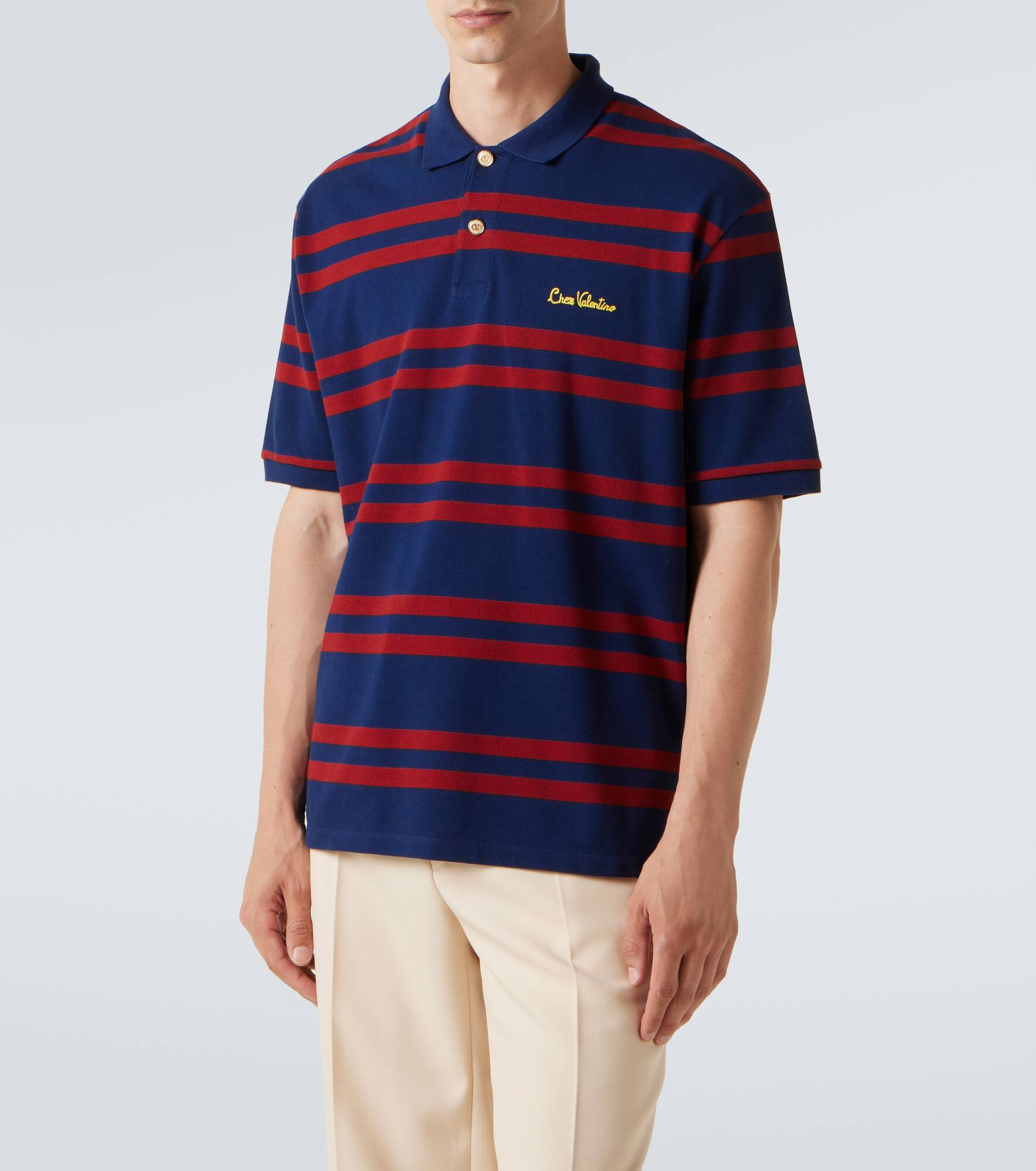 Chez Valentino striped cotton polo shirt - 3