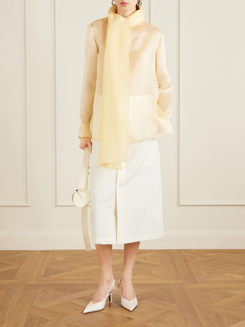 Another Tomorrow Bow-embellished Silk-organza Blouse outlook