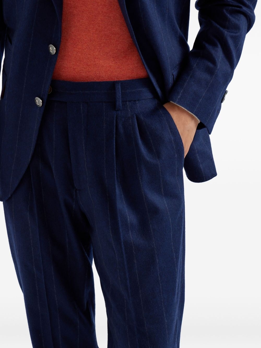 pleated wool-cashmere blend trousers - 5