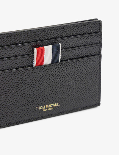 Thom Browne Grosgrain-tab foil-branded leather card holder outlook