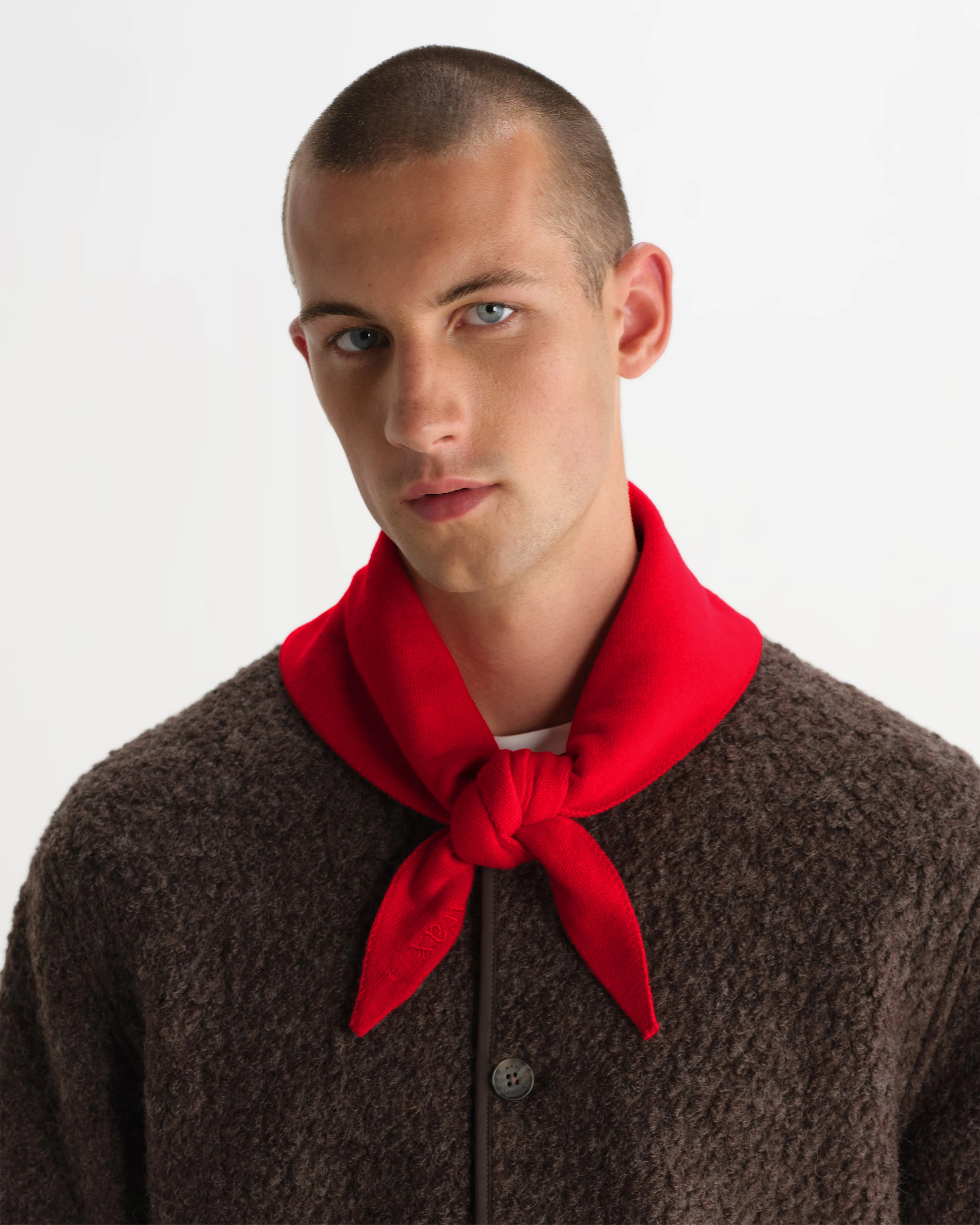 Arnold - Red Knitted Rib Scarf - 1